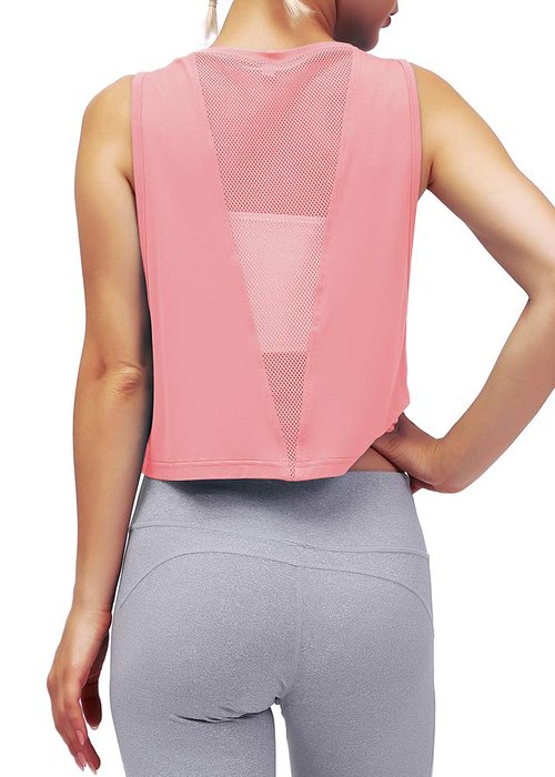 Mippo Athletic Tops for Women Workout Tank Tops Gym Shirts Cropped Tank Athletic Sports Pilates Clothes Pink XS