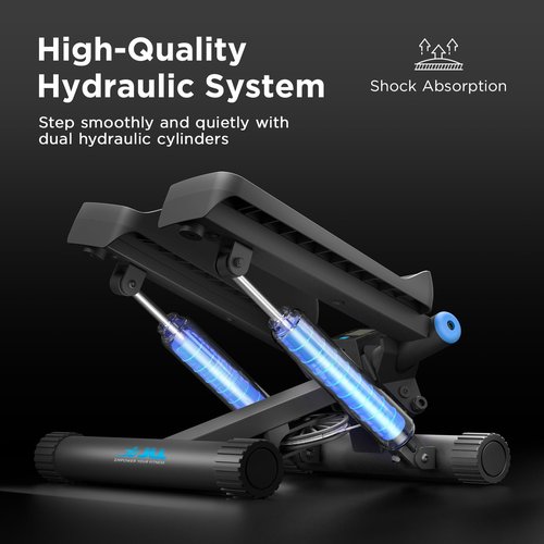 JLL Smart Twist Stepper Machine with Resistance Bands, Space-Saving Portable Mini Stair Stepper for Home, Full Body, Golden Exercise Angle, Dual Hydraulic Quiet Resistance, Adjustable Height,Bluetooth