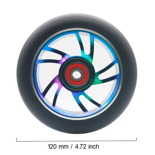 Z-FIRST 2pcs Replacement 120mm Pro Scooter Wheel with ABEC 9 Bearings Fit for MGP/Razor/Lucky Pro Scooters (W-Rainbow)
