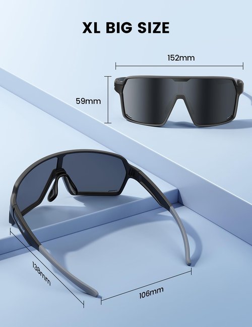 Lamicall Polarized Sports Sunglasses for Men Women, [29g Ultralight] UV400 Protection Sun Glasses for Cycling Running Baseball Fishing Golf Beach Volleyball, Full Frame, Black