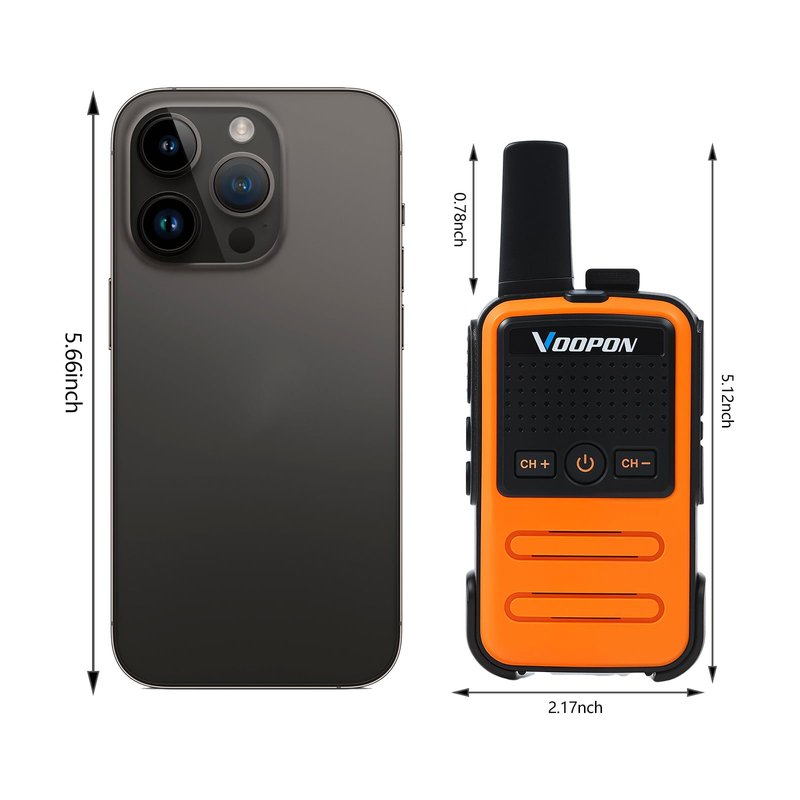 Voopon Rechargeable Mini Walkie Talkies C56TB for Adults Two Way Radios Long Range Compact Transceiver with USB C Charger for Family Hiking Camping Cruising Skiing Shop (2-Pack)