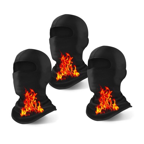 Xeoxarel 3 Pack Fleece Ski Mask Balaclava Full Face Cover, Cold Weather Windproof Thermal Shiesty Motorcycle for Men/Women, Black