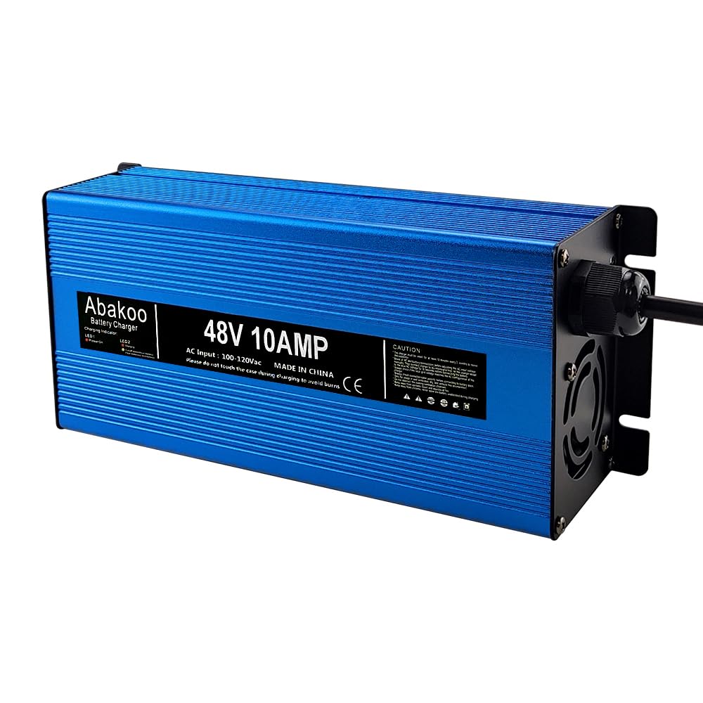 48 Volt 10 Amp for Club Car Golf Cart Battery Charger with 3 Pin Round Plug Blue