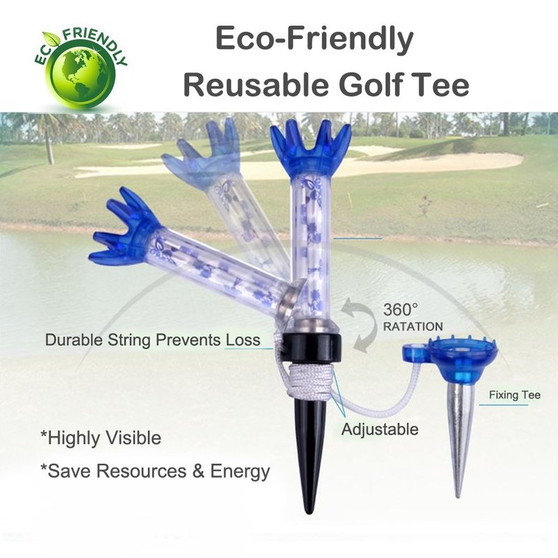 FoRapid 3"/80mm Reusable Earth-Friendly Golf Magnet Tee Flex Lift Support Performance Tee/Reduce Resistance/Farther Straighter Drives/8-Prong Durable Rubber Head/8.3" String x3 (Blue)