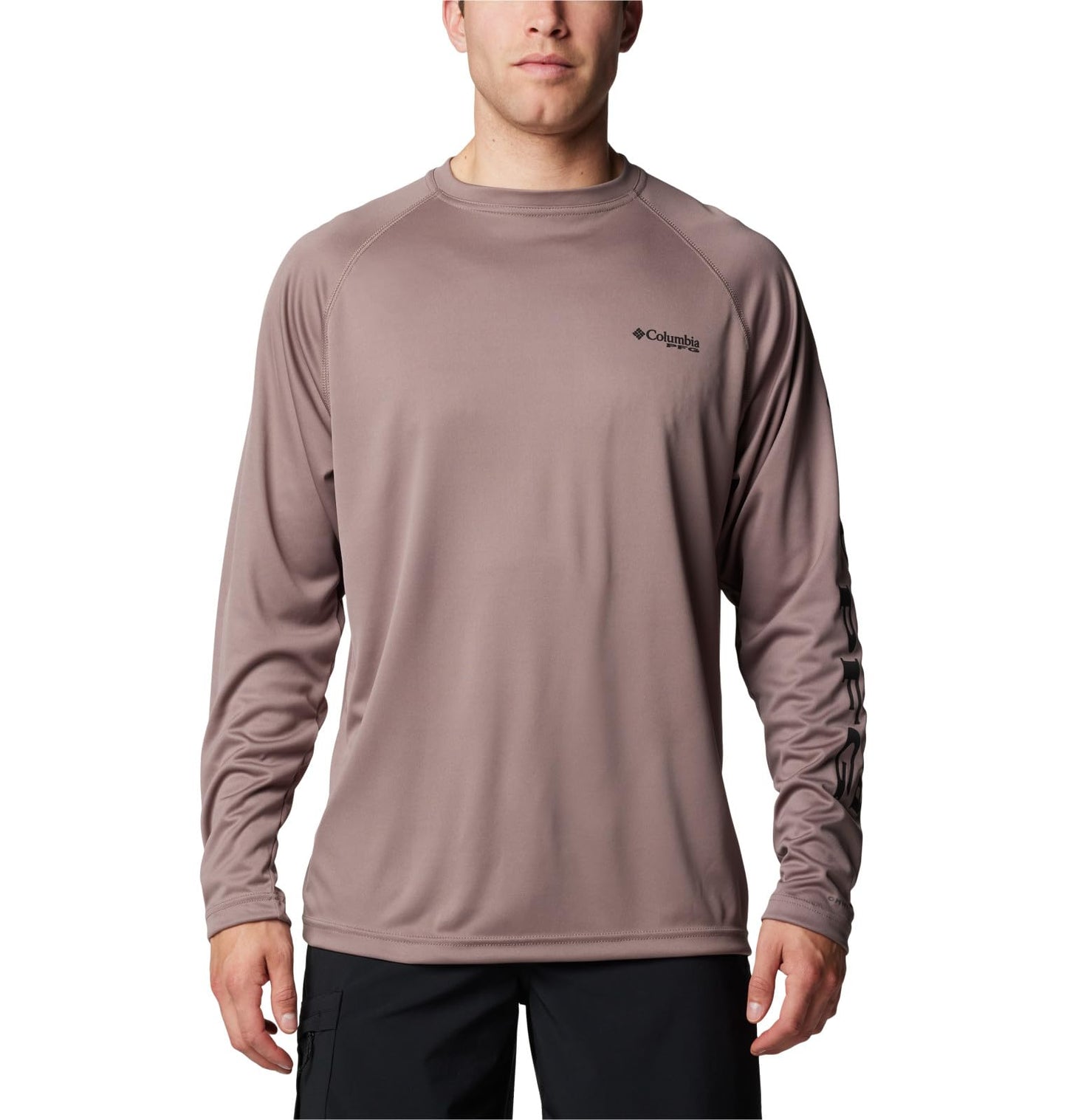 Columbia Men's Terminal Tackle Long Sleeve Shirt, Iron/Black Logo, Small