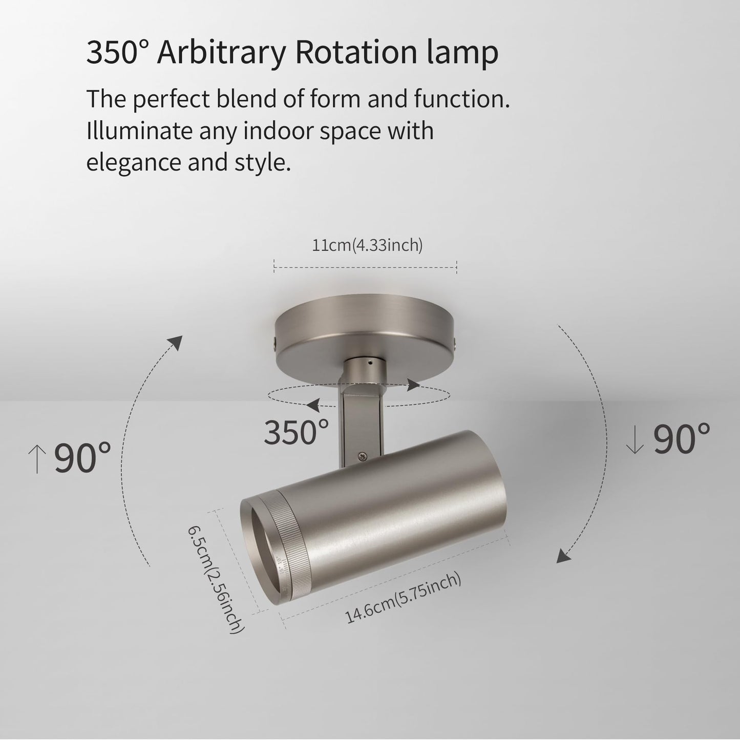 lovuphoria Dimmable Zoomable Spot Lights Indoor Spotlight, 12W Adjustable Angle Ceiling Spotlights for Wall Art Corridor Living Room, Accent Lighting Brushed Nickel Finish - Warm White