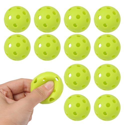 Avesfer 12 PCS Mini Pickleballs (Diameter 42mm) Soft Eva Anti-Crack Hollow Quiet Training Pickle Balls Great for Pickleball Drills Green