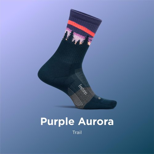 Feetures Trail Max Cushion Mini Crew Sock - Hiking Socks for Men & Women - Purple Aurora, Medium (1 Pair)
