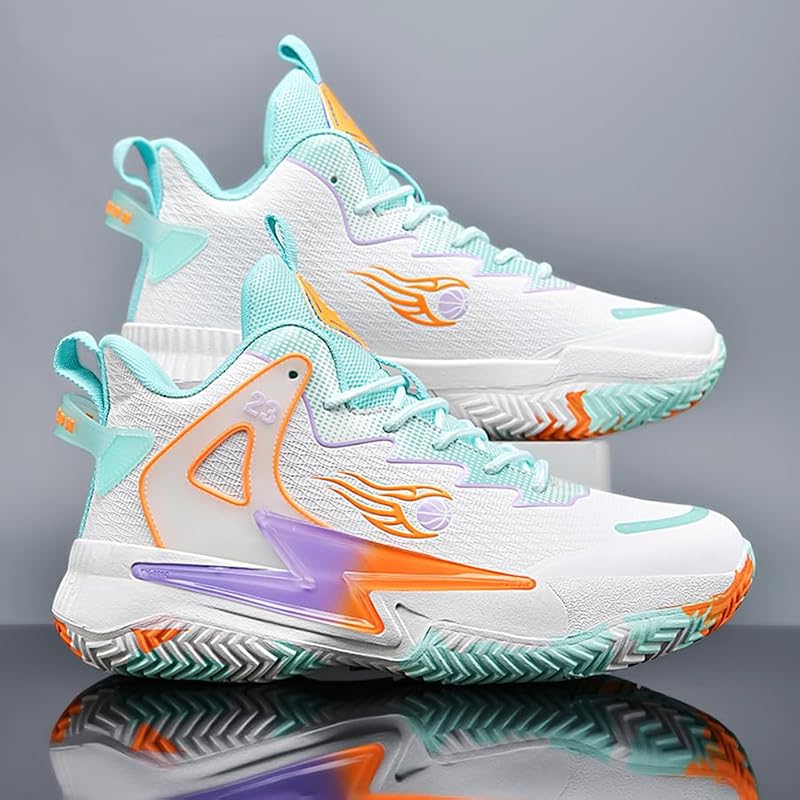 KIUSMETY Breathable High Top Basketball and Volleyball Shoes for Women and Men, Green, Size 8.5 Women / 7.5 Men