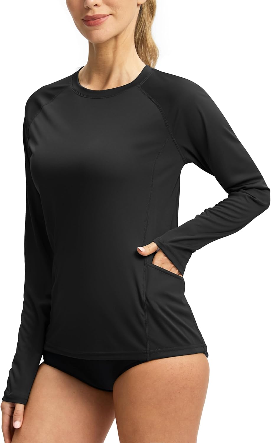 Viodia Women's Rash Guard - UPF 50+ UV Protection Long Sleeve Quick Dry Swim Shirt with Pockets