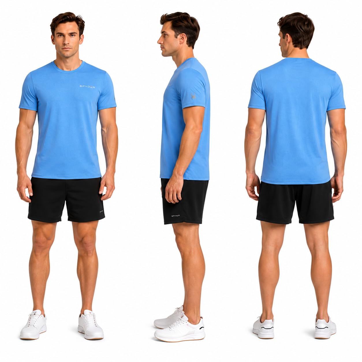 Spyder Mens Athletic Shirt Quick Dry Lightweight Short Sleeve Tee Royal