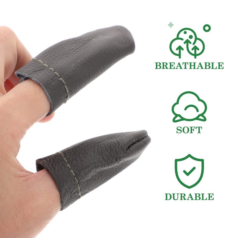 SEWACC 20 Pcs Leather Finger Cots Needle Felting Finger Protectors Thumb Thimble Embroidery Needlework Fingers Thumb Protection Sleeve Cots (Random Color)