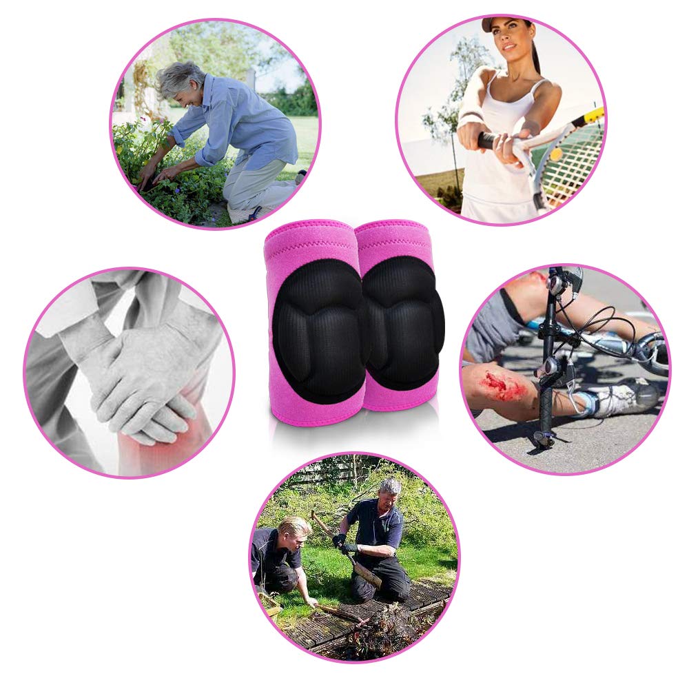 Skiennix Women’s Knee Pads - Soft Inner Liner & Adjustable Fit for Cleaning, Gardening | Pink, Size L (1 Pair)