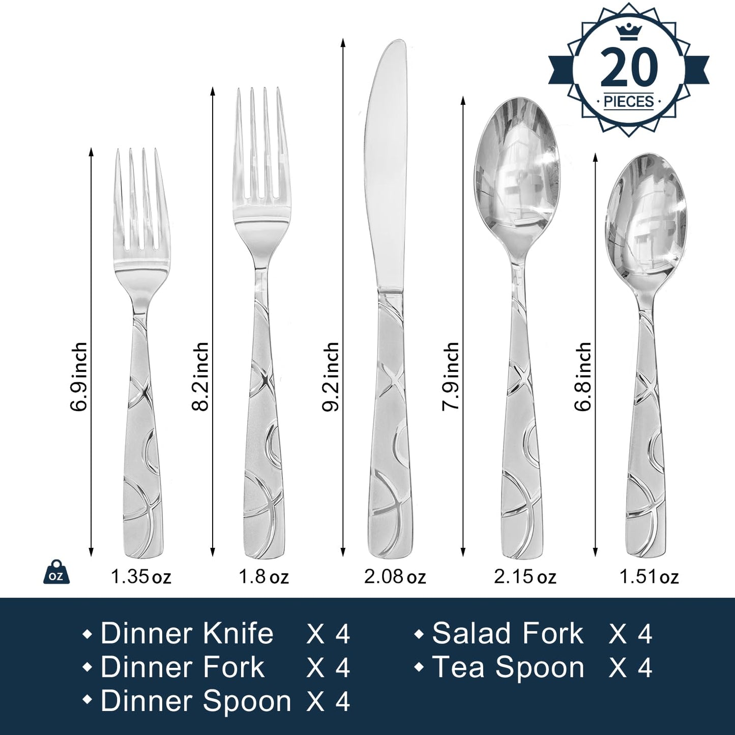 HIKAA Gift Wrap Silverware Set Stainless Steel Flatware Set for Gift, Cutlery Set for Present (40, Flower)