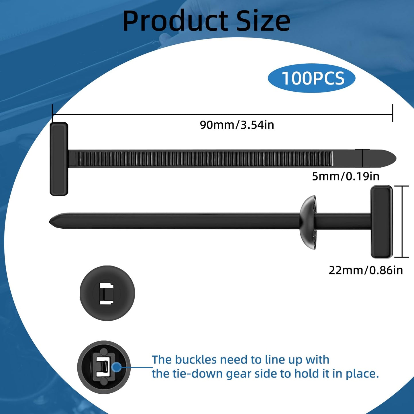 100PCS Nylon Universal Cable Tie Buckle - Grip Auto Zip Tie Buckles,Multipurpose Heavy Duty, Self-Locking Zip Tie with Pin & Button Design,UV-Resistant Fasteners for Car Repair