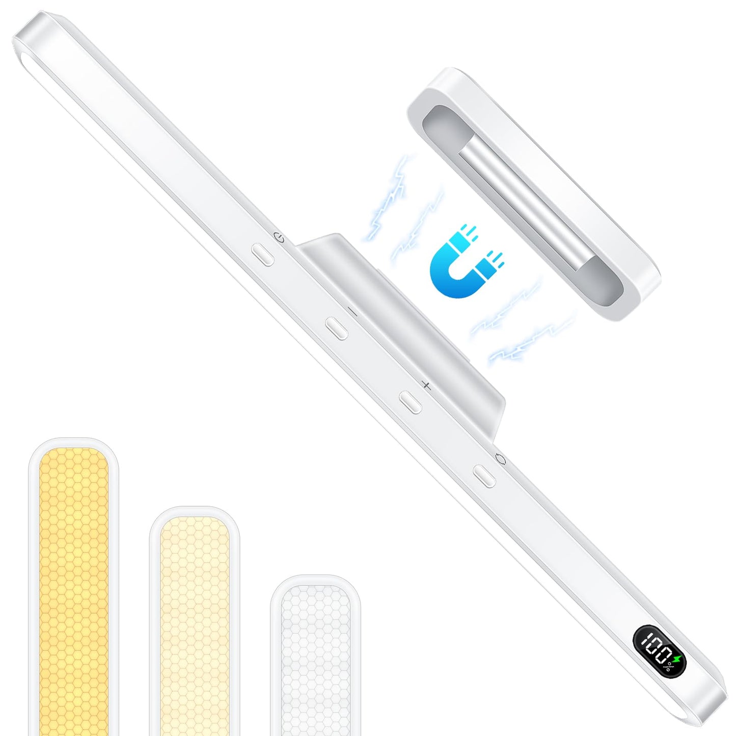 WILLED 5W Vanity Lights for Mirror, Eye-Friendly Mirror Light, 2500mah Rechargeable Under Cabinet Lights with Battery Display, Button Control Magnetic Light Bar for Closet, Bathroom and Desk