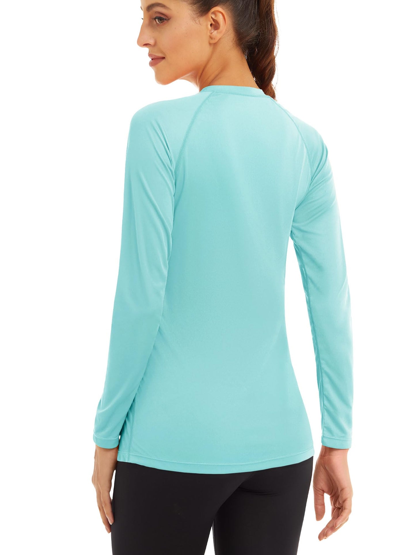 MAGCOMSEN Long Sleeve Shirt for Women Running SPF Swim UV Quick Dry T Shirts Rash Guard UPF 50+ UV Protection Light Blue