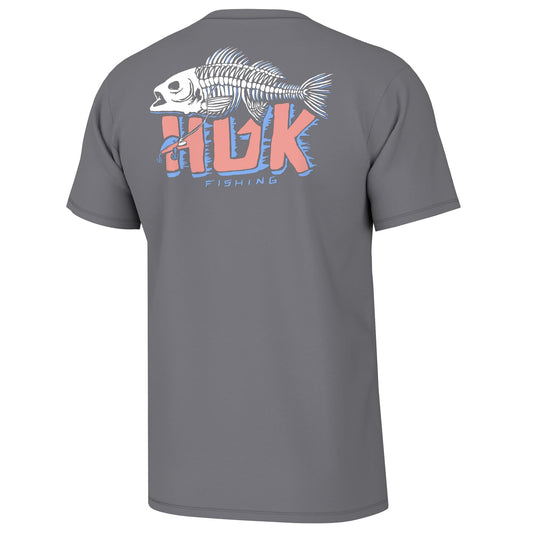 HUK Mens Fishing Graphic Tee, Performance Short Sleeve, Quick-Dry, Bass Bones - Night Owl, XXX-Large