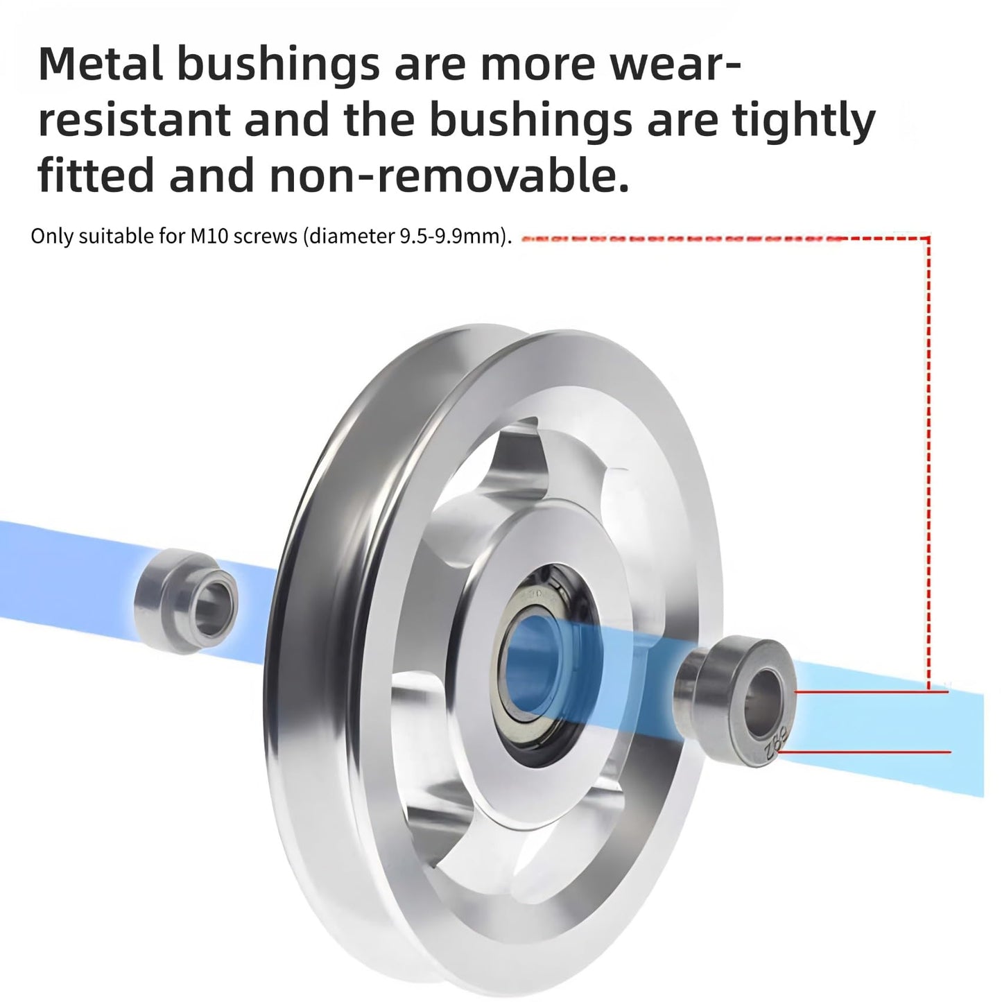 Ezweiji Aluminum Pulley Wheel, 88-90mm Universal Aluminum Alloy Bearing Pulley Wheel for Cable Machine Gym Equipment Part Garage Door