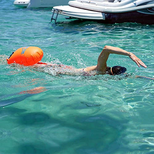 Large Orange Swim Buoy Safety Float and Dry Bag for Open Water Swimming