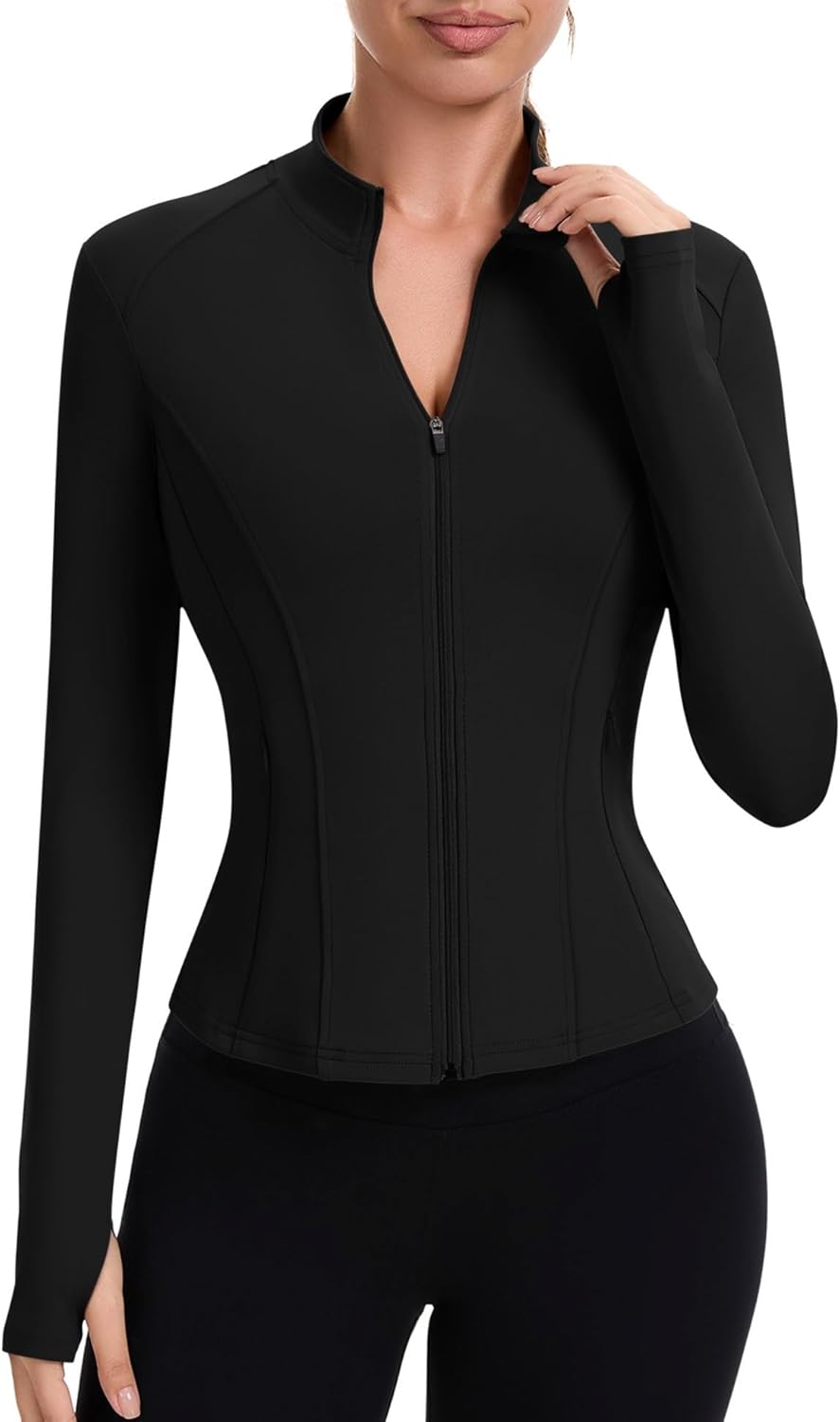ZHENWEI Women's Workout Jacket - Full Zip Cropped Athletic Top with Pockets | Lightweight Slim Fit