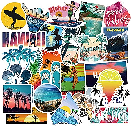 100 Pcs Waterproof Hawaii Summer Stickers - Vinyl Decals