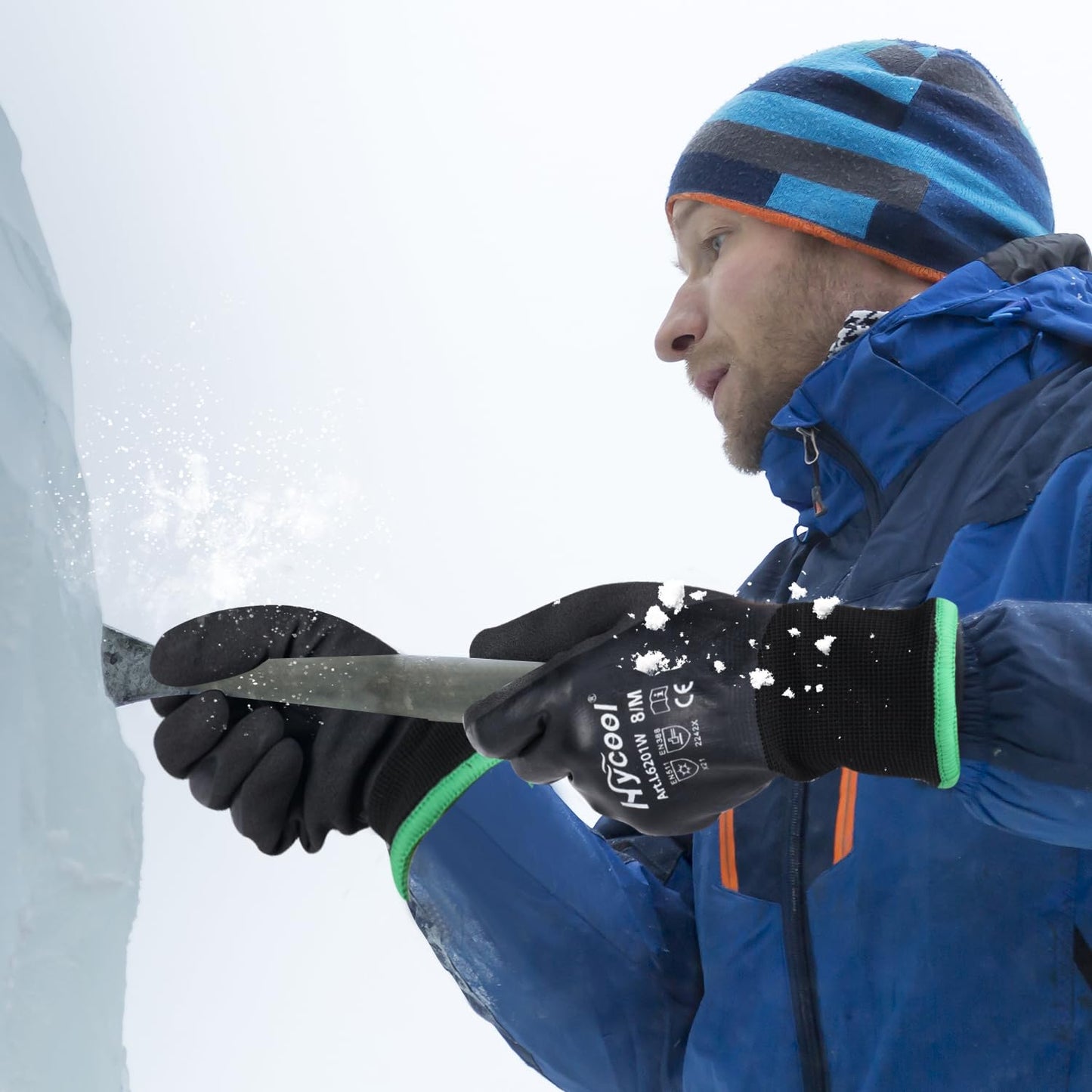 DS Safety Waterproof Gloves for Men and Women, Winter Work Gloves for Cold Weather, Thermal Insulated Freezer Gloves,Black (L)