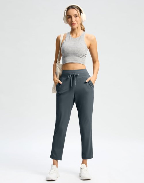 G Gradual Women's High Waisted Ankle Pants - 7/8 Athletic Style with 2 Pockets & Drawstring for Golf & Travel