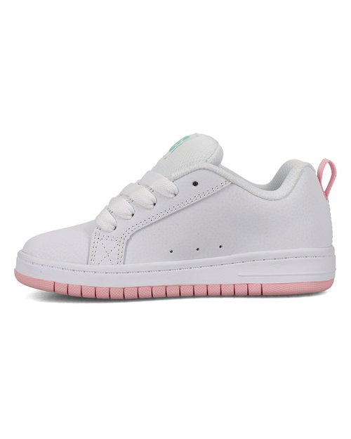 DC Girls Court Graffik Skate Shoe, White/Light Pink/Multi, 5 Big Kid