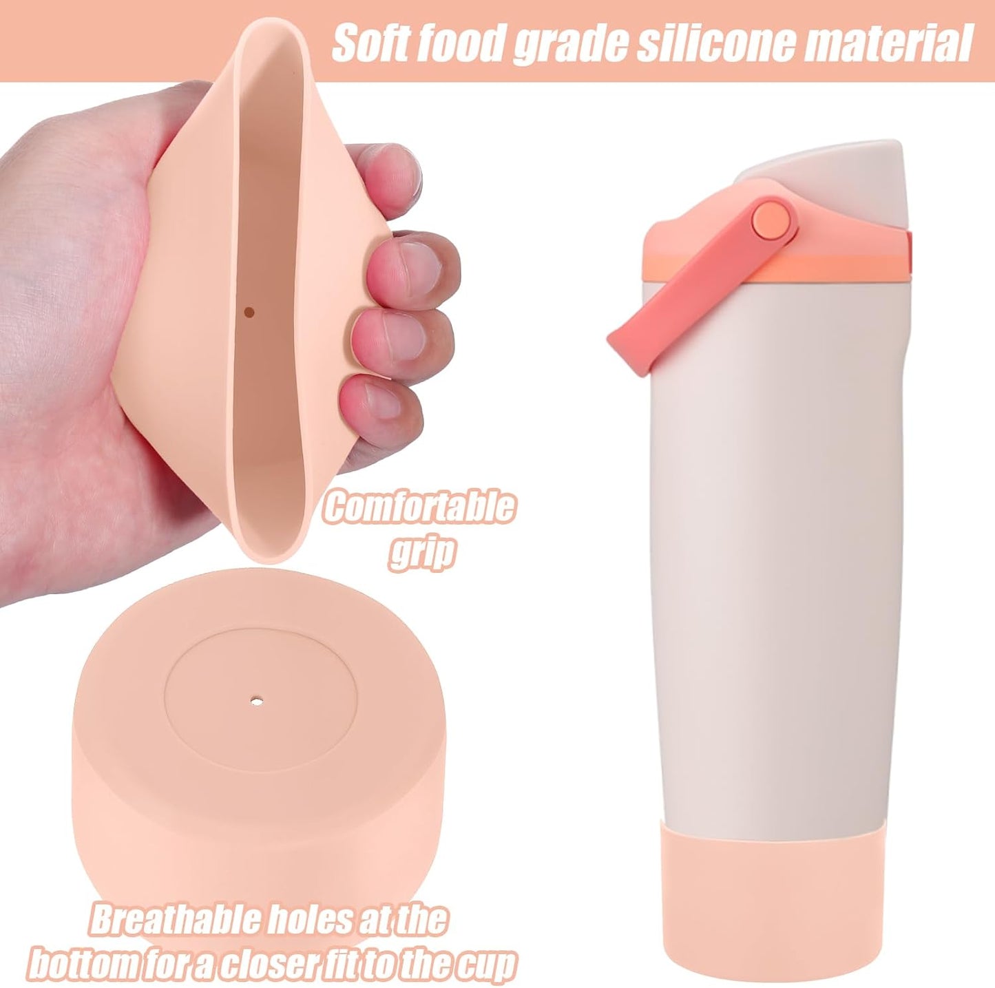 Mity Rain Silicone Protective Boots for Owala 30oz & 40oz FreeSip Sway Bottles - Light Peach, Enhances Stability & Prevents Scratches