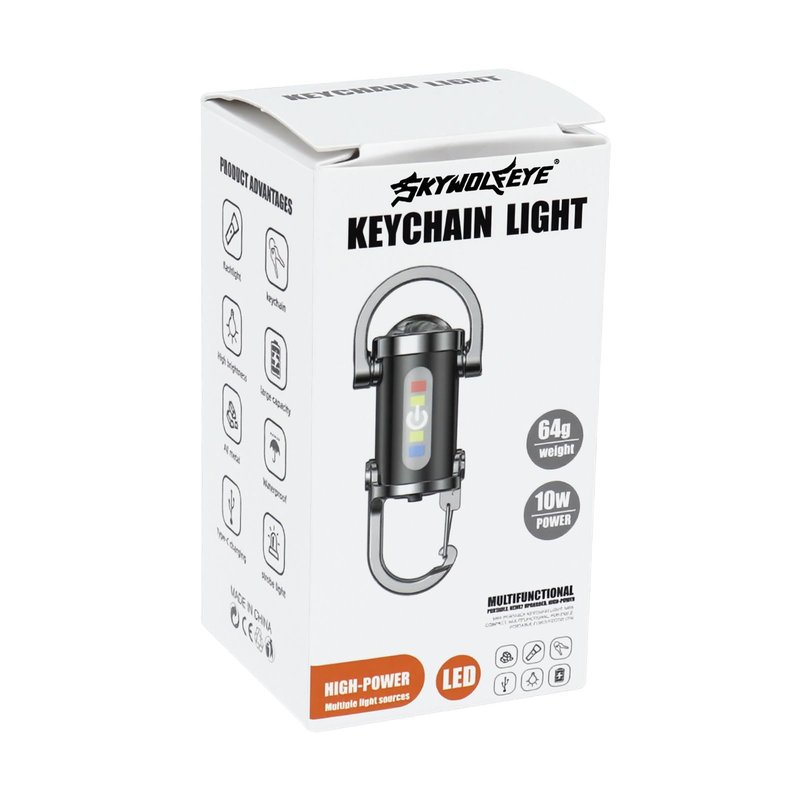 Skywolfeye 2 Pack Rechargeable Keychain Flashlights, EDC Mini Keychain Flashlight 6 Light Modes Waterproof, Compact Pocket COB Light for Night Working, Running, Walking, Camping, Fishing, Hiking