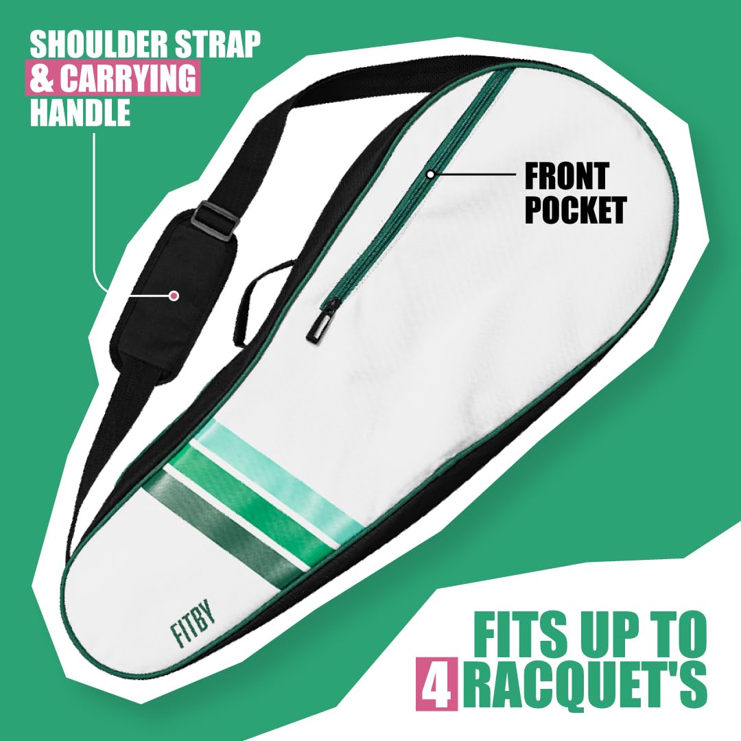 Tennis Bag for Men & Women - Lightweight Durable Racquet Bag with Adjustable Shoulder Strap & Side Pockets - Fits Multiple Racquets - Black Tennis Racket Cover (27" x 10")