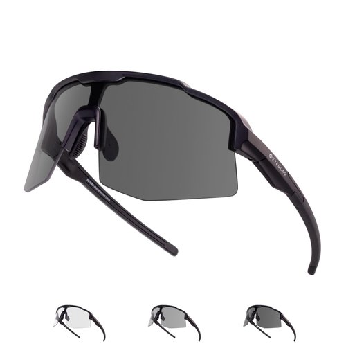 EYEGLAD MOTIONVIEW Sports Photochromic Sunglasses Outdoor UV400 Men Women Cycling Surfing Running Fishing Baseball Softball Sports (Classic Black)