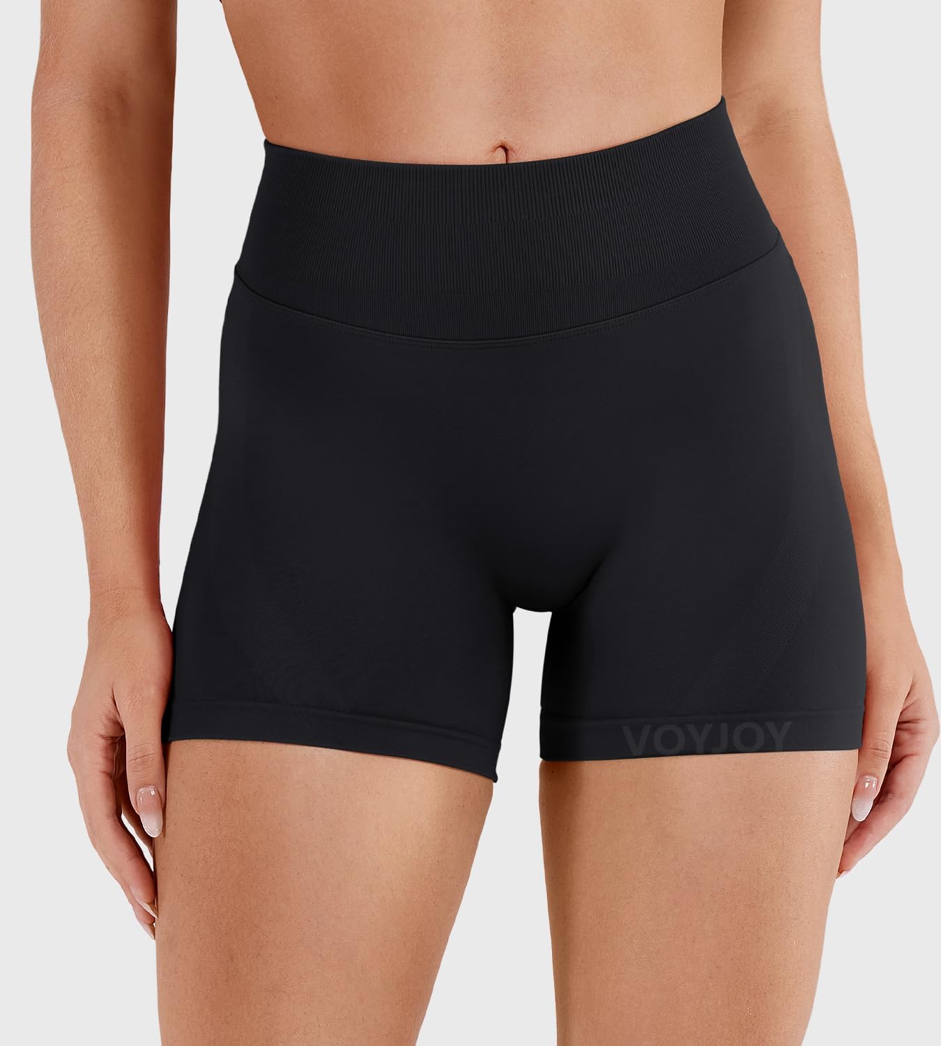 VOYJOY Women's Yoga Shorts - 4.5" Seamless Hidden Scrunch Design for Butt Lifting | Comfortable Workout Gear