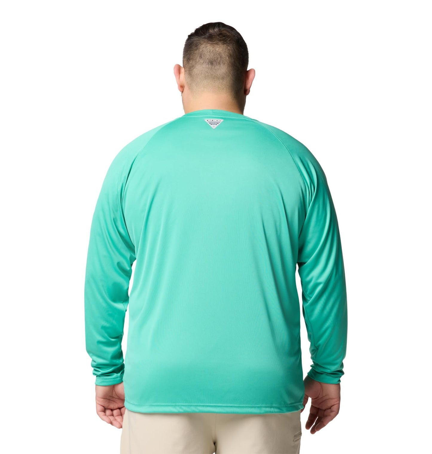 Columbia Men's PFG Terminal Tackle Long Sleeve Fishing Shirt, Glaze Green/White Logo, Small