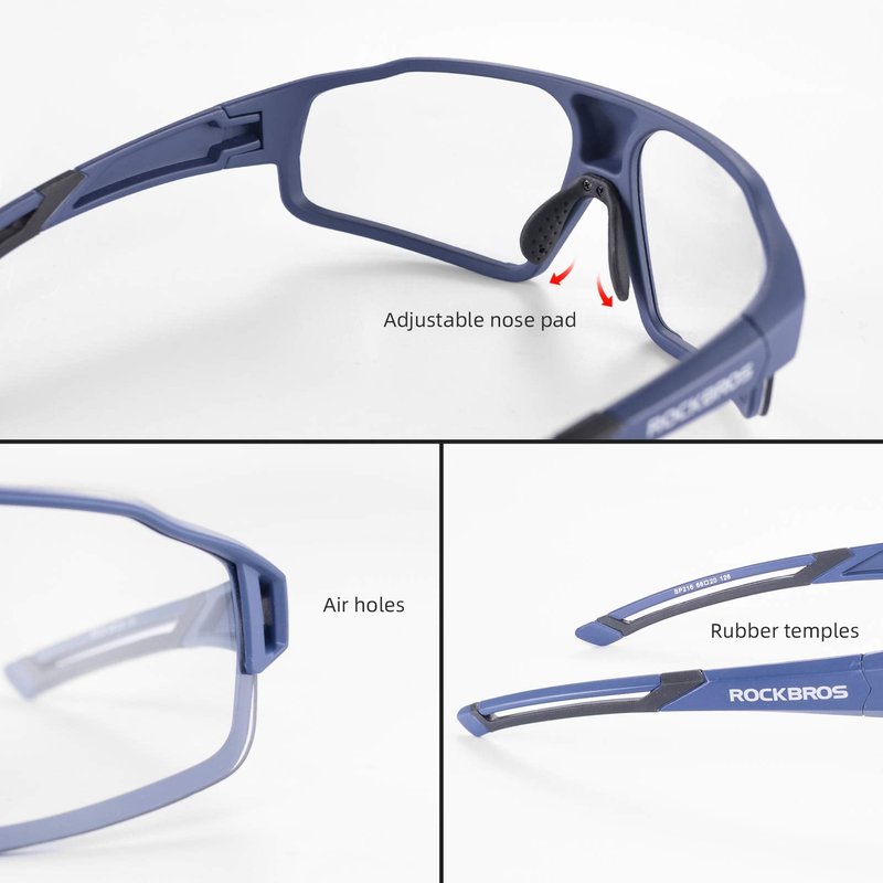 ROCKBROS Photochromic Cycling Glasses for Men Cycling Sunglasses Clear Safety Road Mountain Bike Bicycle Glasses