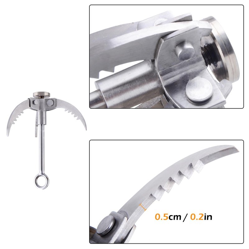 TRIWONDER Grappling Hook Gravity Rock Climbing Hooks Folding Claws Stainless Steel Anchor for Climbing, Hiking, Tree Limb Removal (Silver - 3 Claws)