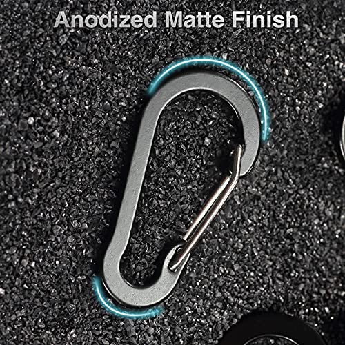 10 Pack Aluminum D-Shape Carabiners with Key Rings - Durable Locking Clips