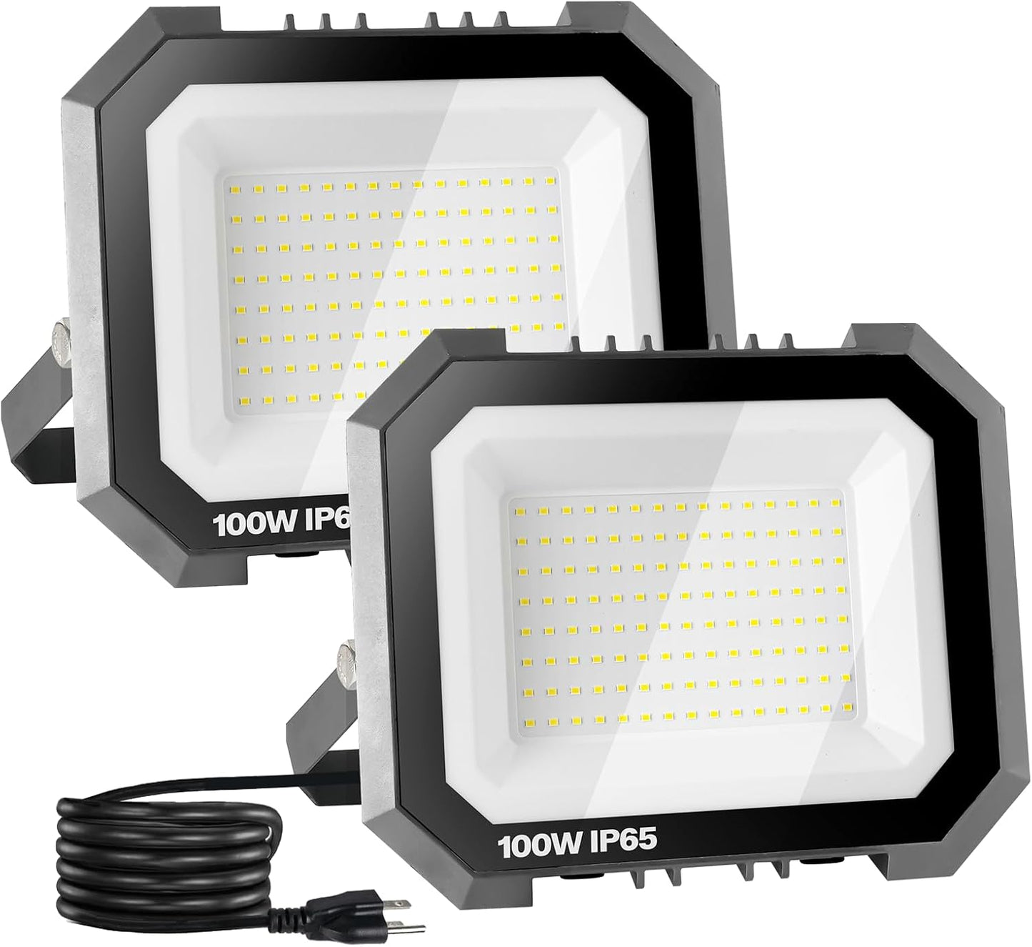 100W LED Flood Lights Outdoor - 2 Pack, 10000LM Super Bright, IP65 Waterproof for Garage, Yard & Garden