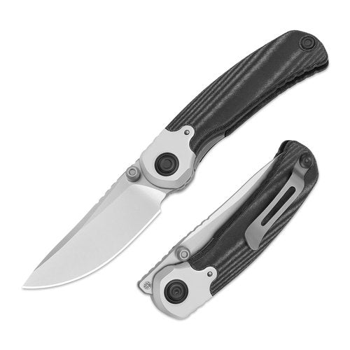 Kizer Pioneer Pocket Knife, 3.2”Nitro-V Drop Point Steel Blade Folding Pocket with Black Aluminum & Micarta Handle, Thumb Stud Flipper Knife with Liner Lock, EDC Knives for Camping Hiking ZX-FK03A6