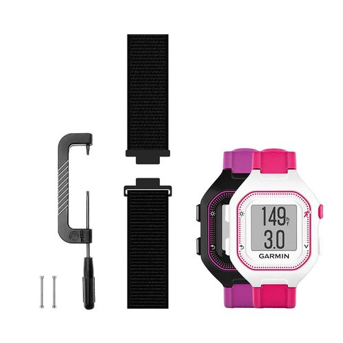 Leiou Woven Nylon Strap Compatible with Garmin Forerunner 25 Band Replacement Sport Mesh Watchband, Works with Small Version Watch, Pink Sand