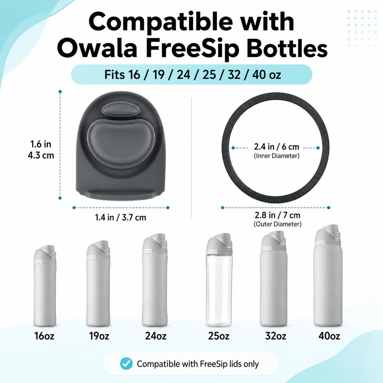 Joshey Rubber Seal Replacement Gasket Stopper Set for Owala FreeSip 24/32oz