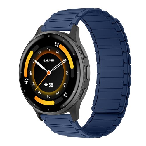 RosMank 22mm Silicone Watch Band Compatible with Garmin Venu 4 45mm/Venu 3 45mm/Venu 2/Vivoactive 4/Active, Magnetic Replacement Strap for Garmin Forerunner 570 47mm/Forerunner 265/255, DarkBlue