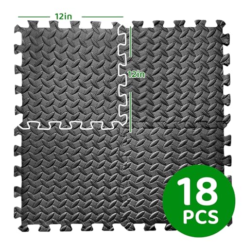Interlocking Foam Floor Mats - 18-Pack, 3x6 Feet, 0.4" Thick