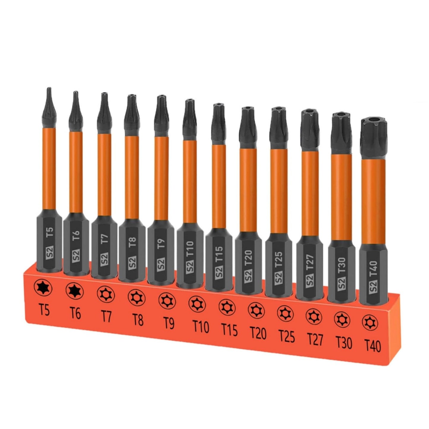 12-Piece Tamper Resistant Torx Bits Set, 60mm Impact Driver Bit Set, Drill Hex Bit Set T5 - T40