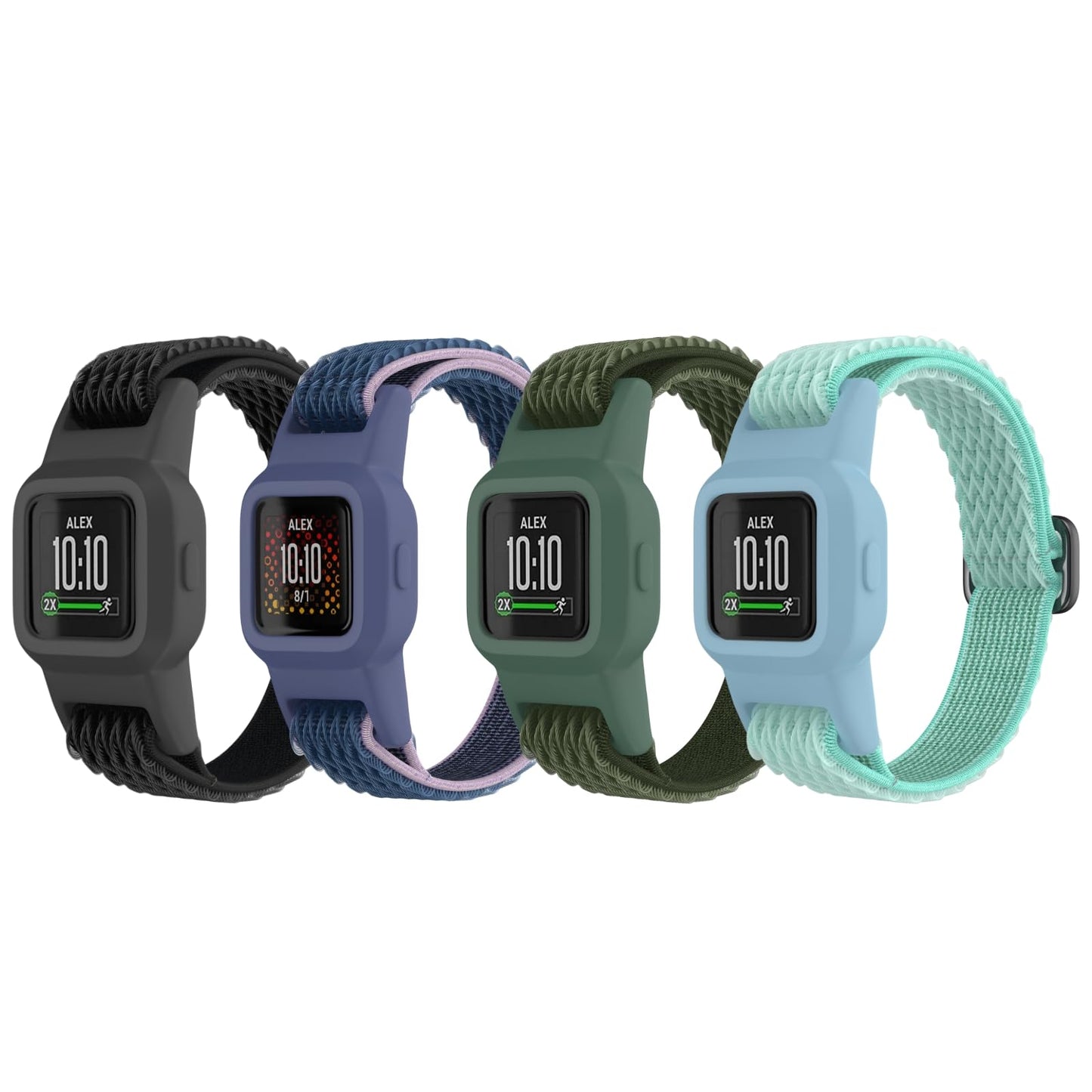 ESeekGo Elastic Bands Compatible with Garmin Vivofit Jr 3 for Kids, Colorful Nylon Stretchy Straps with Protective Case Adjustable Replacement Bands Accessories for Girls Boys