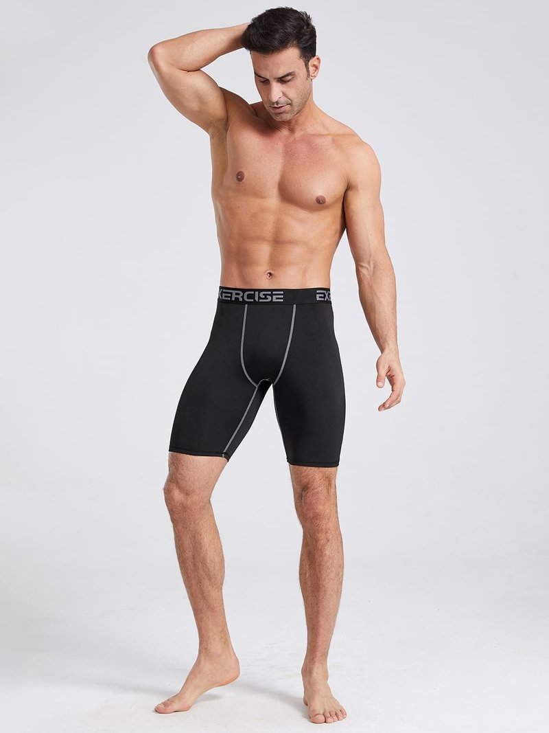 Mexholin 5 Pack Compression Shorts Men Compression Underwear for Men Spandex Sport Shorts for Running Workout Athletic Bl/Gr/Bl/Dark Blue/Red L