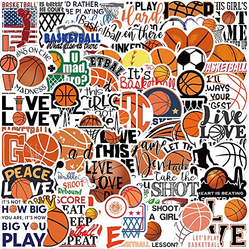 50-Piece Waterproof Vinyl Sticker Set - Basketball Theme Decals