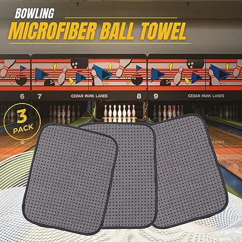 Microfiber Bowling Ball Towels - 3-Pack Shammy Pads - Grey & Black