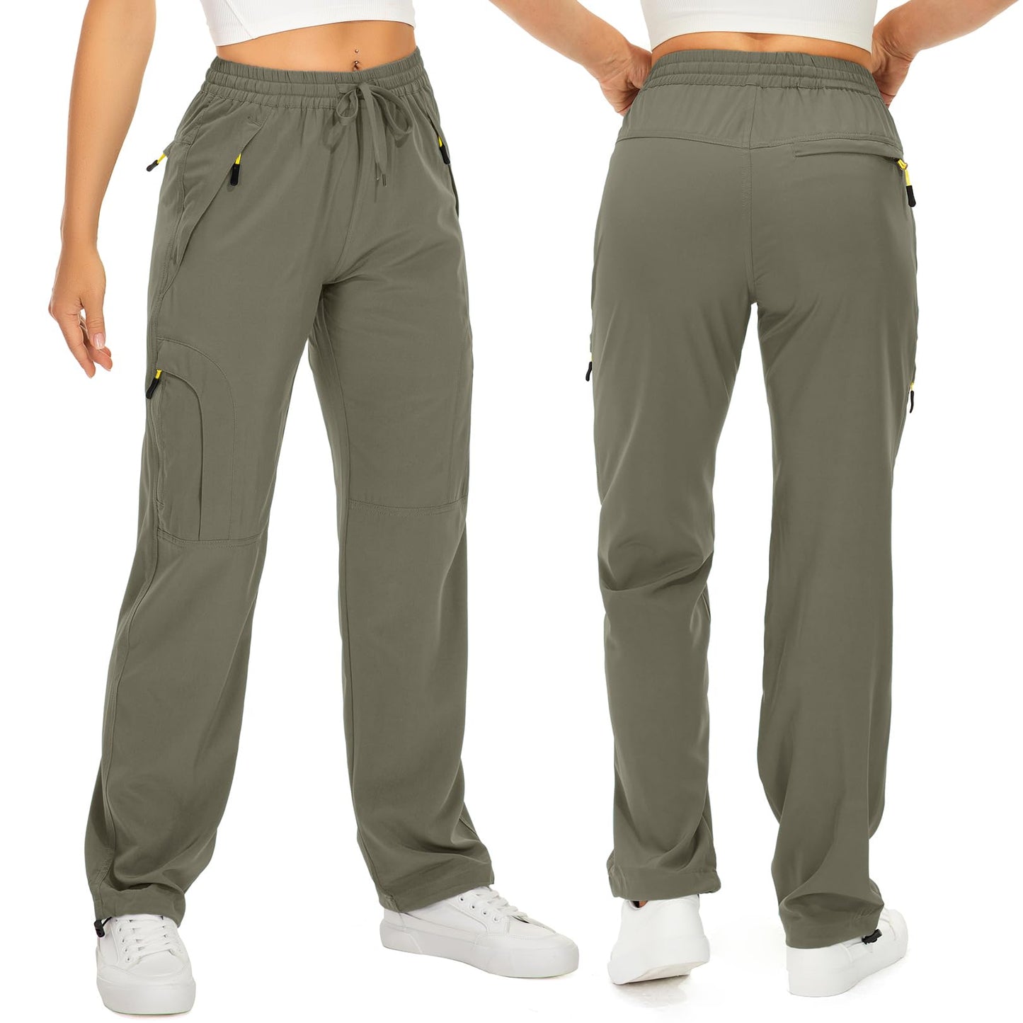 Toomett Women's Hiking Cargo Pants Quick Dry UPF50+ Outdoor Pants for Women Fishing Safari Travel Pants with Pockets,6608,Light Green,M